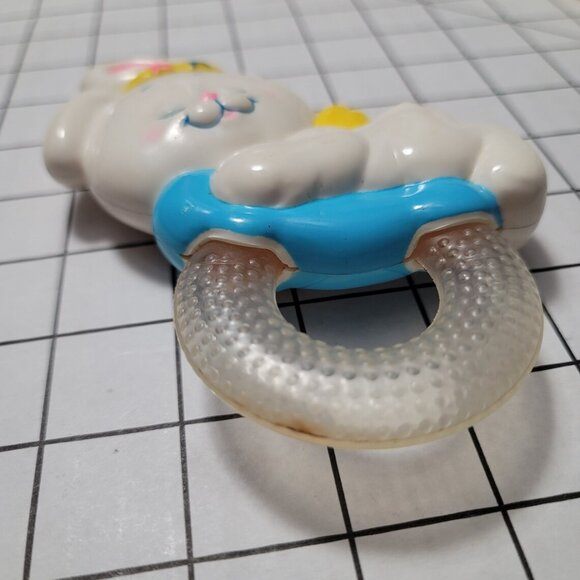 Vintage Angel Bunny‎ Mattel Baby Teething Ring Sleeping on a Blue Cloud Teething - Picture 2 of 6